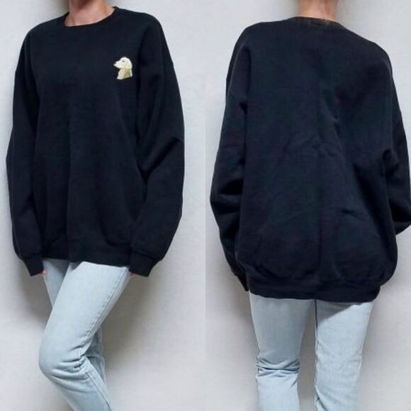 𝅺VINTAGE 90s FOTL Black Golden Retriever Sweatshirt - Picture 1 of 12